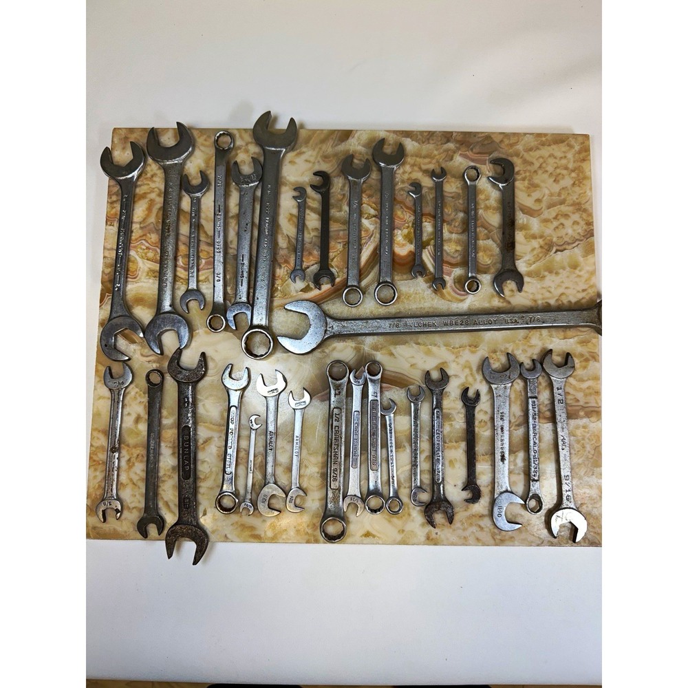 Vintage USA Wrench Lot 32pc Mac Craftsman Armstrong Proto Vlchek Plomb Barcalo